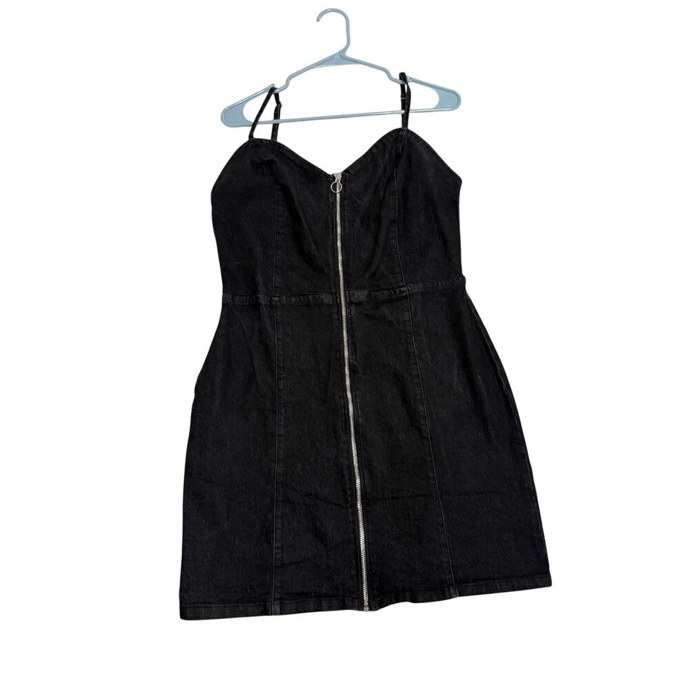 Derek Heart Women's Fitted Dark Zip Up Denim Dress XL